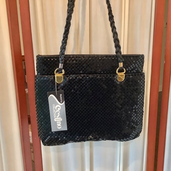 Vintage Cestino Collection Black Metal Mesh Shoulder Bag Purse NWT - Picture 4 of 8